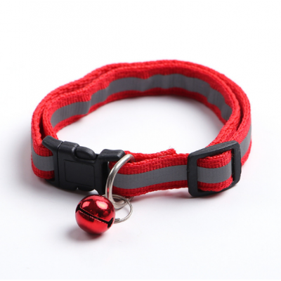 wholesale manufacturer multi-colors reflective adjustable nylon cat dog collar with small bell